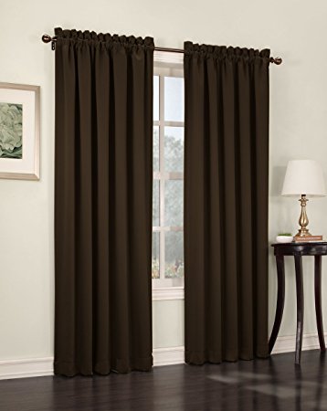 Sun Zero Barrow Energy Efficient Rod Pocket Curtain Panel, 54 x 63 inch, Chocolate Brown