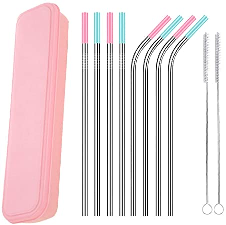 Winner666 2019 Long Stainless Steel Metal Drinking Straws with Cleaning Brushes Set Recycle