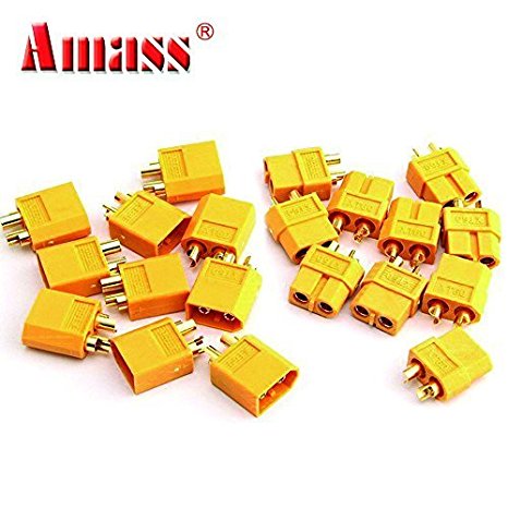 Cheerwing 10 Pairs Amass XT60 Bullet Connectors Plugs Male Female for RC Lipo Battery ESC