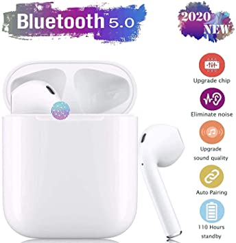 Wireless Headphones Bluetooth Headsets 5.0 【Touch Control 】 Wireless Earphones 24H Playtime Built-in Dual Mic Headset,3D Stereo Bluetooth Earbuds Buit-in Mic for iPhone/Apple/Airpods/Android
