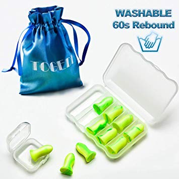 Earplugs TOGEDI Reusable Noise Cancelling Soft Ear Plugs for Sleeping/Swimming Slow Rebound Flents Quiet Foam Ear Protection & Noise Reduction Earplug 5 Pairs (5 Set)