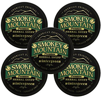 5 Pack Wintergreen Smokey Mountain Snuff - no Tobacco - no Nicotine