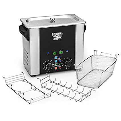 X-Tronic 2 Liter, 3 Liter & 6 Liter "Platinum Edition" 100% Stainless Commercial Ultrasonic Cleaners with Time/Temp LED Displays, Sweep/Degas, S/S Basket, Wire Rack Holder & Beaker Holder