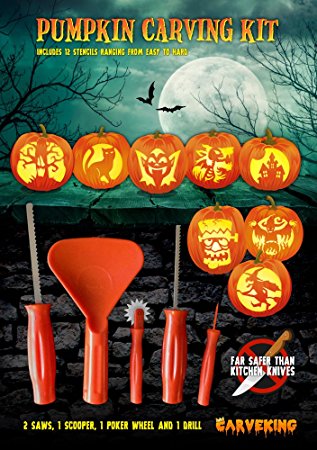 2016 Pumpkin Carving Kit with 12 Designs and 5 Tools