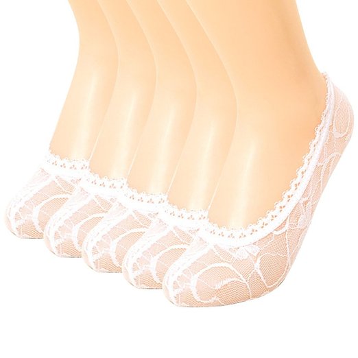 Toponechoice® Women’s 5 Pack Non Slip Lace Shoe Liner No Show Socks