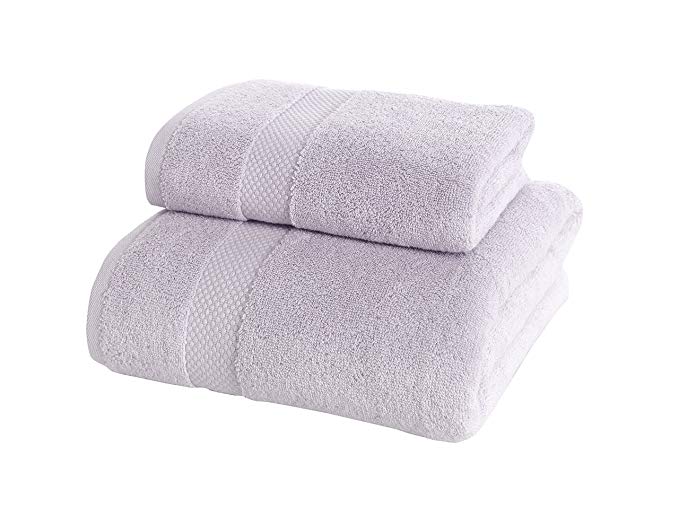 Jua Class Cotton Solid Towel 100% Cotton Bath Towel Lightweight 100% Cotton Turkish Towel High Absorbent (Lilac, 19" x 36" / 50 x 90 cm)