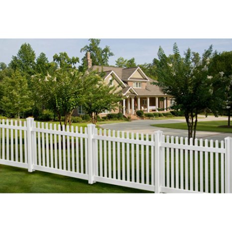 WamBam Traditional 4 by 7-Feet Premium Classic Vinyl Picket Fence with Post and Cap