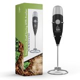 Easy Latte Best Electric Handheld Milk Frother and Stand with Dual Spring for the Creamiest Foam