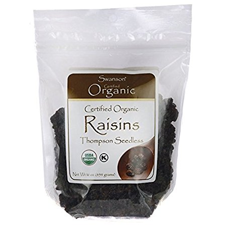 Swanson Certified Organic Raisins, Thompson Seedless 1 lb (454 grams) Pkg