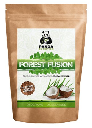 Greens Powder By Panda Nutrition ★ 250g Of Bounty Coconut Flavoured Greens Goodness With Added Cocoa Powder ★ Forest Fusion Includes Spirulina, Wheatgrass, Barley Grass, Chlorella, Alfalfa, Kale And Peppermint Leaf To Further Bring Out The Truly Delicious Taste & Textures That Our Green Powder Has ★ Greens Powder Supplements For Your Overall Health, Vitality & Wellbeing ★ ZERO Risk & 100% Money Back Guarantee!