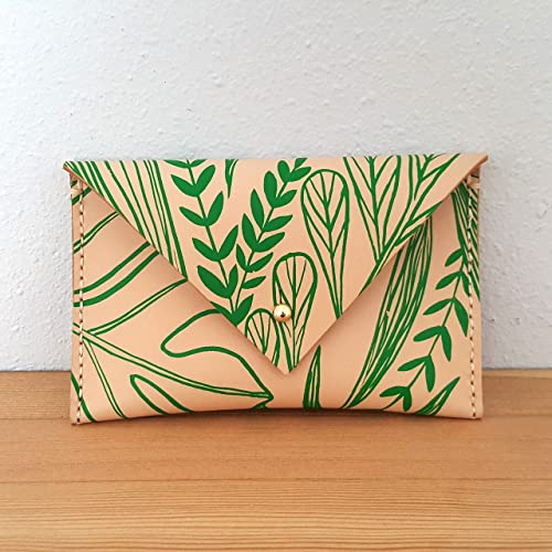 Leather Envelope Wallet in Tropical Print