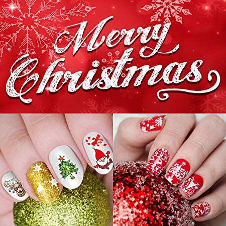 Nail Stickers - 12 Sheets Nail Decals by iMethod with 1200 Christmas & Winter Designs, Easy to Apply and Remove, Perfect for Women and Girls DIY at Home