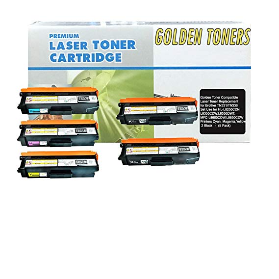 Golden Toner Compatible Toner Cartridges Replacement For Brother TN336 TN 336 TN-336 Use For Brother HL-L8250CDN HL-L8350CDW HL-L8350CDWT MFC-L8600CDW MFC-L8850CDW- (5 Pack)