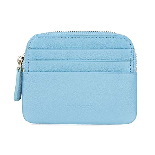ZORESS Mini Soft Leather Coin Purse Card Holder with Key Chain Shell shape zipper wallet