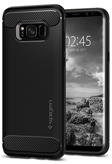 Galaxy S8 Plus Case, Samsung Galaxy S8 Plus Case, Spigen Rugged Armor - Resilient Shock Absorption Carbon Fiber Design for Samsung Galaxy S8 Plus (2017) - Black
