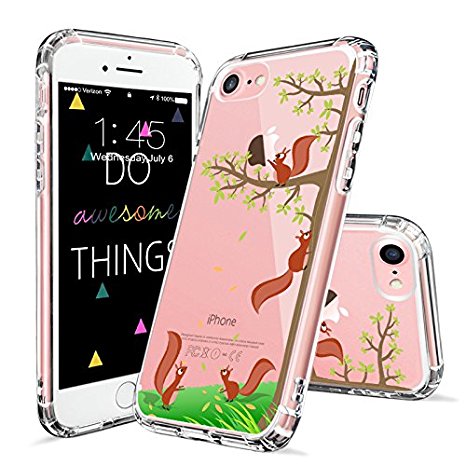 iPhone 7 Case, iPhone 8 Case Clear, MOSNOVO Cute Squirrel Pattern Clear Design Printed Transparent Plastic Hard Back Case with TPU Bumper Protective Case Cover for iPhone 7 (2016) / iPhone 8 (2017)