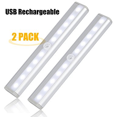 Motion Sensor Light, SLBFO 10 LED Operated Wireless Motion Sensor light Portable Magnetic Stick Up Closet Light for Closets Bathroom Stairway and More Place (2 Pack)