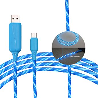 BEISTE Micro USB Cable,Luminous Flowing EL Light Cable (2.6 Feet & High Speed USB2.0) Charge and Sync Cord for Samsung,LG,Nexus,Android Smartphones and More