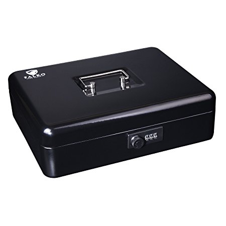 Cash Box With Combination Lock ( Large Size 12''x9.5'' ) - Strong and Sturdy Safe Box With Removable Tray, Store Your Money, Petty Cash, Medication, Documents - Pin Code Lock For Extra Security