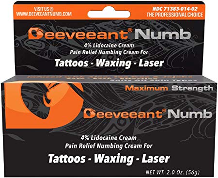 Deeveeant Lidocaine Numbing Cream Anesthetic (2oz/56g) Topical Pain Relief - Tattoos, Laser, Waxing, Microblading, Microneedling US FDA