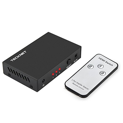 TeckNet® 3 Port Auto Switch Box plus Remote - 3x1 HUB (3 way input 1 output) 1080p Full HD Switcher