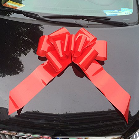 SANIA 25" Red Bow - Make Your Gift Pop with that extra WOW factor – Large ribbon for Parties, Cars, Appliances - Surprise Decoration Wrap for Wedding, Party Decor, Special Gifts & Giant Presents