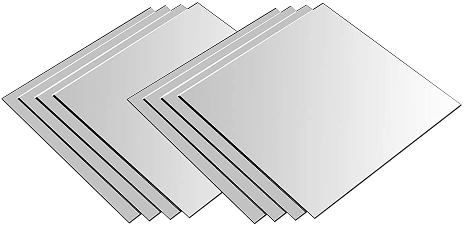 Mirror Wall Tiles, 20.5 x 20.5 cm each, Pack of 8, Wall Decoration, Wall Mirror
