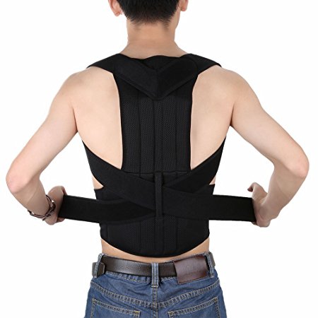 EagleUS Adjustable Men Women Posture Corrector Belt Strengthening the Back Support Strap Fastening Tape (M)