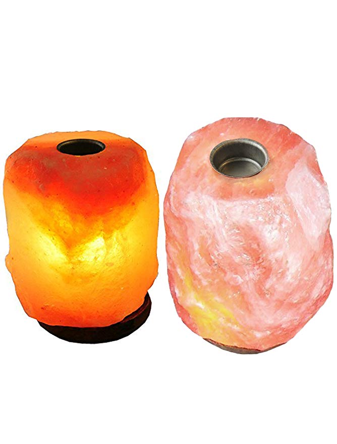 Salt Lamp Himalayan Natural Glow Crystal Aroma Oil Diffuser Rock Lamp with Brightness Dimmer Control UL Cord Bulbs 2Pcs, by Amoystone