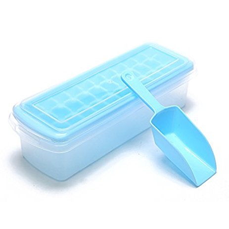 VertHome Ice Cube Tray with Removable Cover & Ice Scoop, Ice Cube Mold Box