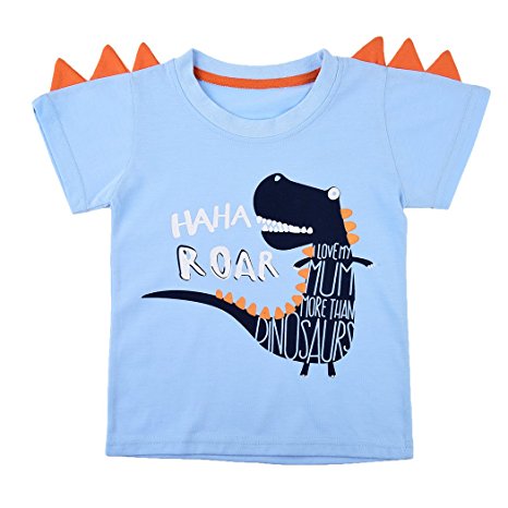 Rebavl Toddler Boys Long Sleeve Pullover Sweatshirts Cartoon Dinosaur T-Shirt Tops for Kids 2-7 Years
