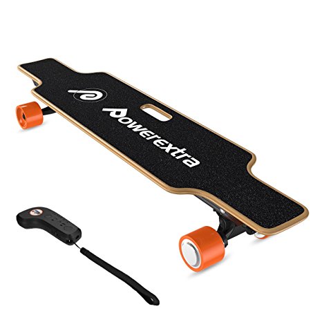Powerextra Electric Skateboard Longboard 4 Wheels with Remote Control, 120W Dual Motor Electric Skateboard, 12-15KM Max Driving Mileage