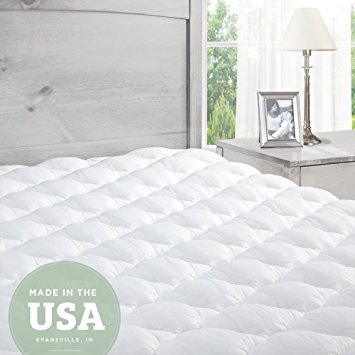 Pillowtop Mattress Pad with Fitted Skirt - Extra Plush Topper Found in Luxury Hotels - Made in the USA, Twin