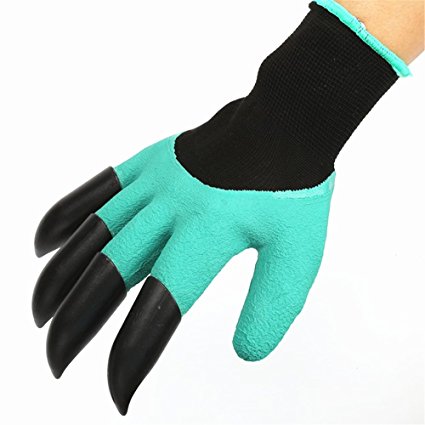 Inf-way Right&Left Handed Garden Genie Gloves with Fingertips Uniex Right Claws Quick & Easy to Dig and Plant Safe for Rose Pruning - As Seen On TV (Right Hand Claw 1 pair)