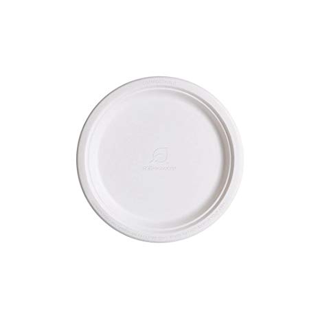 Eco-Products EP-P005 Renewable & Compostable Sugarcane Plates, 10-inch Dinner Plate, (Case of 500)