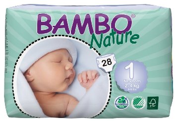 Bambo Nature Premium Baby Diapers, Newborn, Size 1, 28 Count
