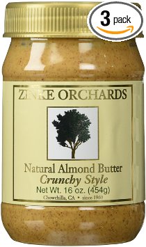Zinke Orchards Crunchy Almond Butter 3 Pack 16oz Jars