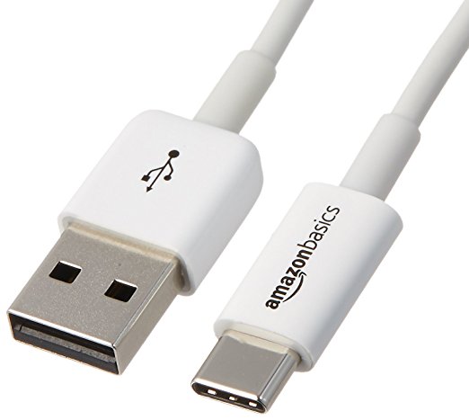 AmazonBasics USB Type-C to USB-A 2.0 Male Cable - 6 Feet (1.8 Meters) - White