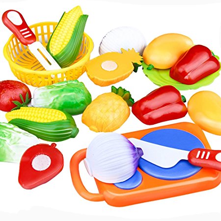 Inverlee 12PC Cutting Fruit Vegetable Pretend Play Children Kid Educational Toy