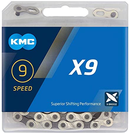 KMC Unisex's X9 9 Speed Chain, Silver/Grey, 122 Link