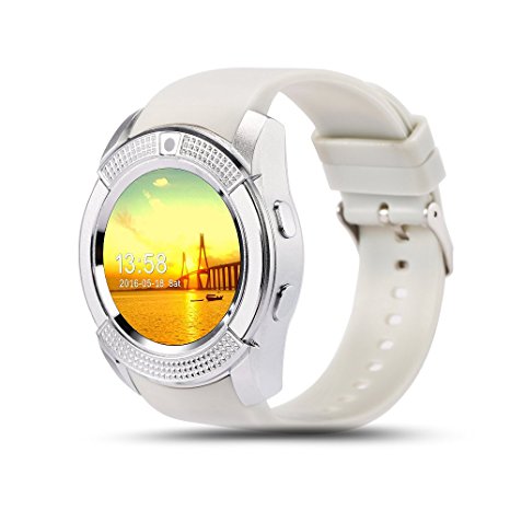 MRS LONG Y8 Smart Watch 1.22 Inch Cell Phone Fitness Tracker Bluetooth WristWatch with Camera for Android Smartphones (Silver)