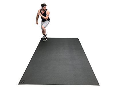Large Exercise Mat 10 Ft X 6 Ft (120" x 72" x 1/4"). Designed For Cardio Workouts WITH Shoes. Perfect For MMA, Cardio And Plyometric Workouts. Ideal For Home Gyms Or Living Room Workouts. Square36