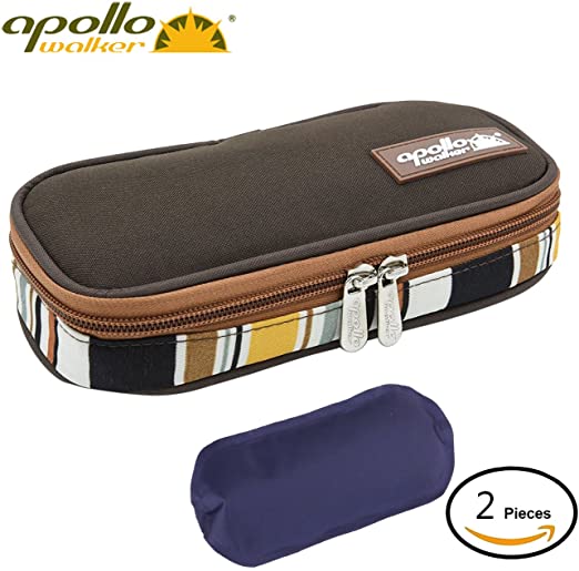 Apollo Walker Insulin Cool Travel Case, 2 Ice Packs Organizer Medical Cooler Bag Keeps Diabetics Medication Cool (Brown)