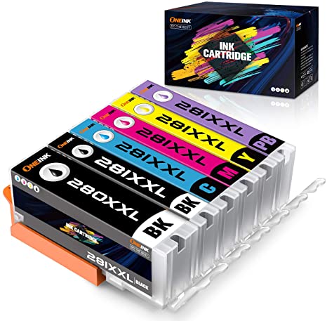 ONEINK Compatible Ink Cartridge Replacement for Canon 280 281 PGI-280XXL CLI-281XXL PGI 280 XXL CLI 281 XXL for Canon PIXMA Printer (6 Packs, PGBK, Black, Photo Blue, Cyan, Magenta, Yellow)
