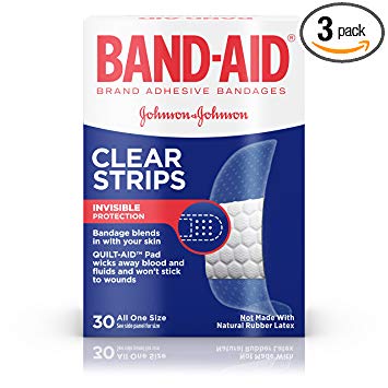 Band-Aid Brand Adhesive Bandages, Clear Perfect Blend Light All One Size, 30 Count (Pack of 3)