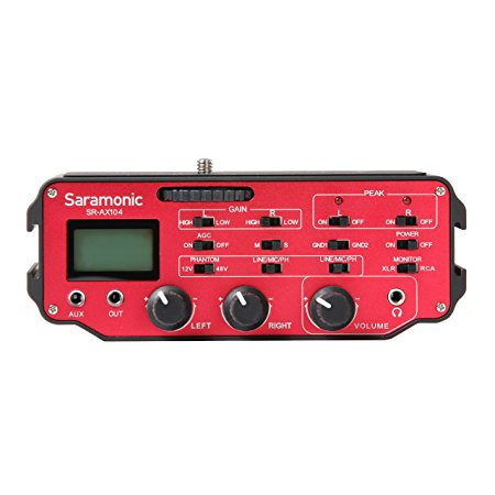 Saramonic SR-AX104 2 Channel XLR Audio Adapter with Phantom Power & Monitor (Red / Black)