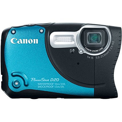Canon PowerShot D20 12.1 MP CMOS Waterproof Digital Camera with 5x Image Stabilized Zoom 28mm Wide-Angle Lens a 3.0-Inch LCD and GPS Tracking (Blue) (OLD MODEL)