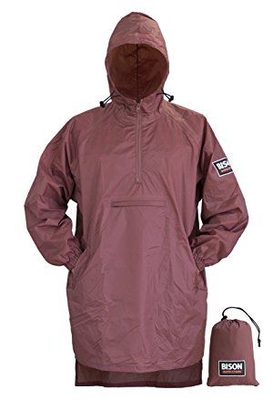 BISON OUTFITTERS 100% Waterproof Breathable Rain Poncho for Adults– Multipurpose Use and Size Selection Option – Trendy Colors and Style – Durable Nylon Material