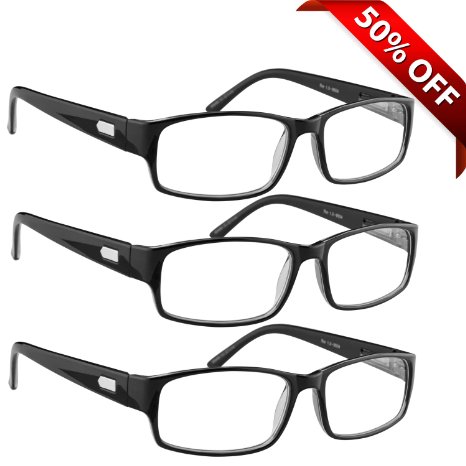 Reading Glasses  3 Pack Always Have a Professional Look Crystal Clear Vision and Sure-Flex Comfort Spring Arms and Dura-Tight Screws 180 Day Guarantee  400