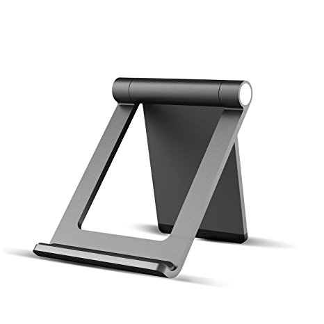 Cell Phone Stand, GVDV Adjustable Multi-Angle Solid Folding Stand for iPads, Tablets and Smart Phones (Space Gray, Stand Only)